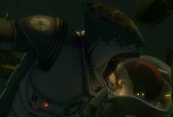 Tamson bites Padmé's helmet.