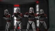 A group of shock troopers prepare to take action during the riot at the Republic's Detention Center