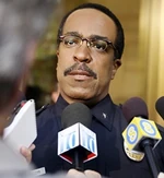 Commander Taylor talking to the press.