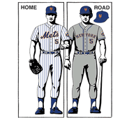 The 1995-2000 white pinstripe home uniform. The home uniform on the left had a dark version of pinstripes which would be later be dropped as light pinstripes would be introudced from 2001 till 2009.