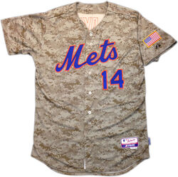 New York Mets Special Event Uniform (2013) - Los Mets scripted in blue with  a white outline on an orange uniform with blue piping, 2…