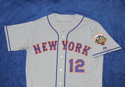 New York Mets Alternate Road Black Round Sleeve Jersey Patch (Blue Border)