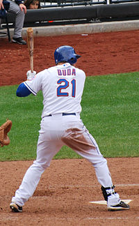 Lucas Duda #21 - Game used Los Mets Jersey - Mets vs. Nationals - 9/12/14 -  HZ311641