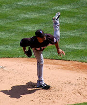 497px-Johan Santana releasing a pitch in May 2008