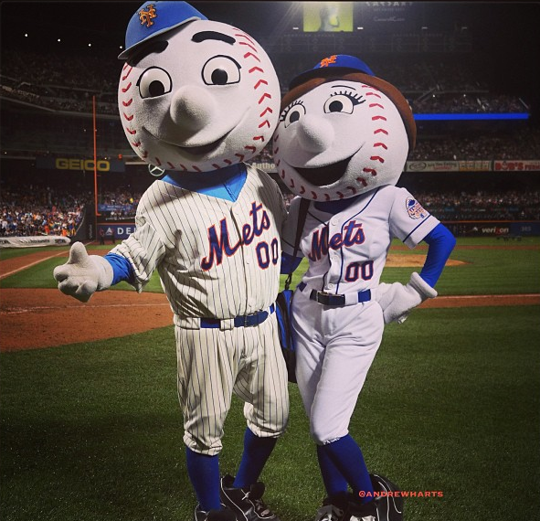 New York Mets mascot, Mr. Met, on display at the Citi Field