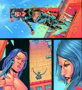 Eva escaping from Jackie.