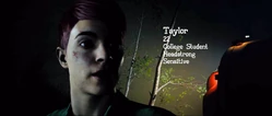 Taylor's profile at the start of the game.