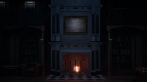 Мраморный камин с картиной.