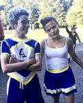 Carlos dressed like a cheerleader