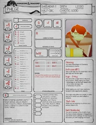 Level 1 Character Sheet (Barbarian)