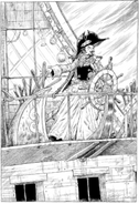 A sky pirate with "The Touch" at the wheel of the Galerider