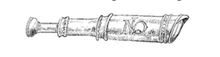A copper spyglass, initialed 'N.Q
