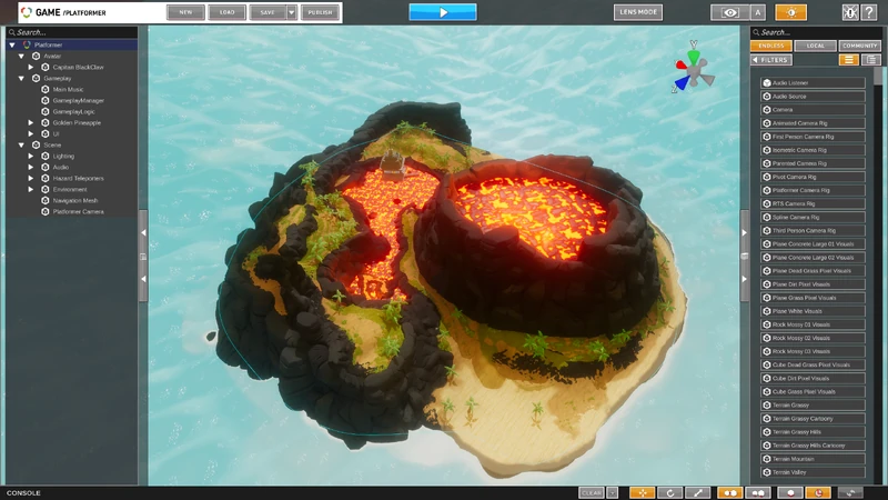 The Platformer Template within the Viewport