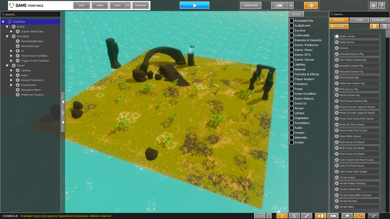 The Foot Race Template within the Viewport