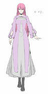 Concept art of Elluka without her cloak for the novel
