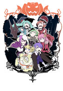 Ilustración de Kayo junto a los otros contratistas para Halloween 2016 por Ichika