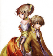 Illustration of Riliane and Allen from the cover of The Daughter of Evil: Clôture of Yellow