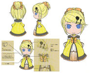 Concept art of the "The Daughter of Evil" costume for the game Hatsune Miku and Future Stars: Project Mirai