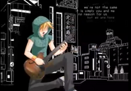 Len chơi đàn guitar khi bài hát đang đến hồi kết.
