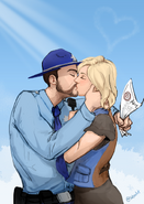 Avery and Doyle sharing their first kiss. Fanart by SixtenArt