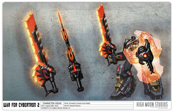 Transformers Fall of Cybertron - Concept Art Grimlock- SwordShield 555