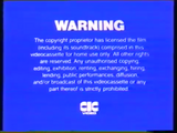 CIC Video Warning Screen
