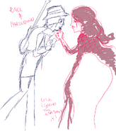 Concept art of Jordan meeting The Harlequin (very rough and early) as drawn by Rappu