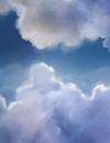 A cloudy sky.