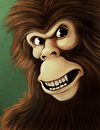 A grinning monkey.