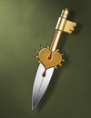 A dagger with a hilt shaped like a heart.