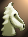A stone horsehead token.
