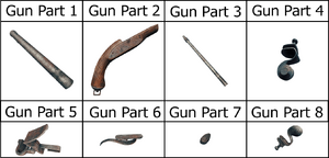 All the gun parts with their numbers