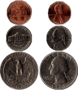 Each coin and its side separated