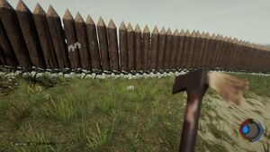 Defensive wall spikes on a wall segment