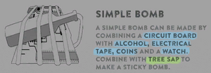 Bombs as they appear in the crafting guide section in the survival guide