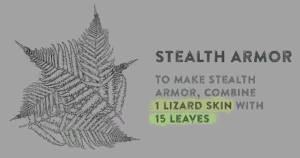 Stealth armor as it appeared in the crafting section of the survival guide (removed)