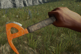 The plane axe held by the player.