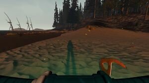 The first person view when equipped. Note how it changes the players shadow.