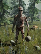 A painted cannibal wielding a Crafted Club.