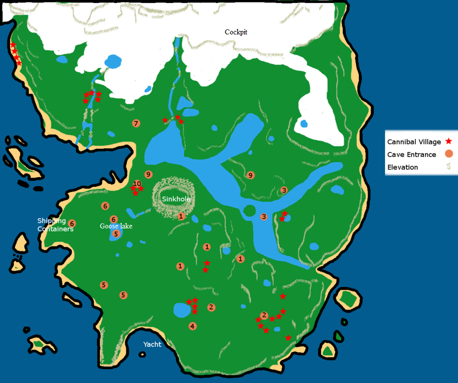 Sons of the Forest map, locations, & full map size