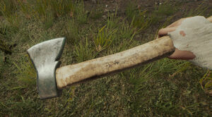 The rusty axe held by the player.