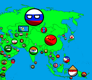 Sunglass Mapper's Alternate Future of Asia in Countryballs Map
