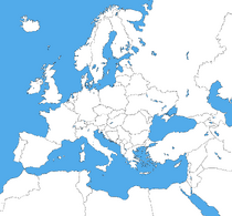 Map of Europe as of 2019 with Kosovo in grey borders and Russia controlling Crimea