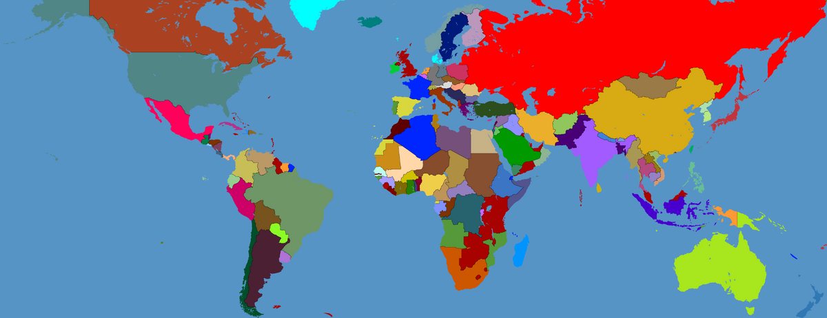 Карта мира цветная с административным делением для маппинга
