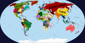 A map I made set in 1990 where the Soviets won the Cold War 15 years before, and a Sino-Soviet cold war is happening.