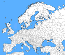 Blank Map of Europe with borders (without Iceland)