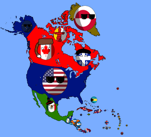 Countryball Map of North America with Carribean Countries