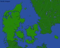 Map of Denmark with regions, lakes and rivers by Nordic Mapper