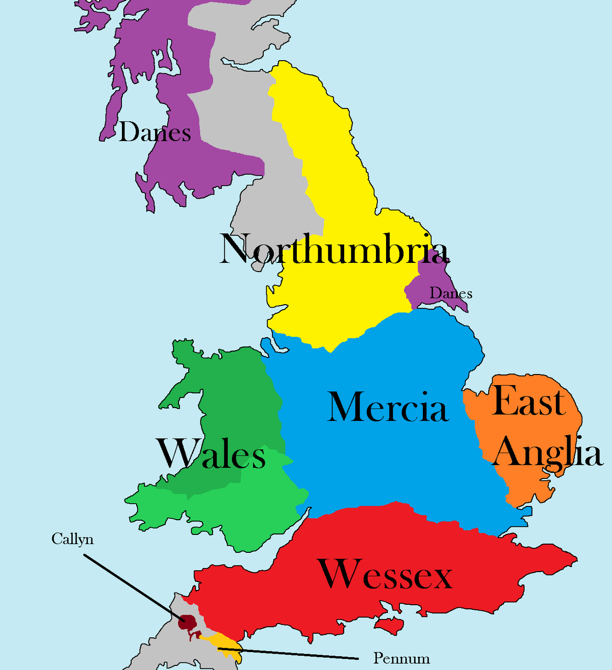 Map of the Kingdom of Northumbria around 700 AD - Kingdom of