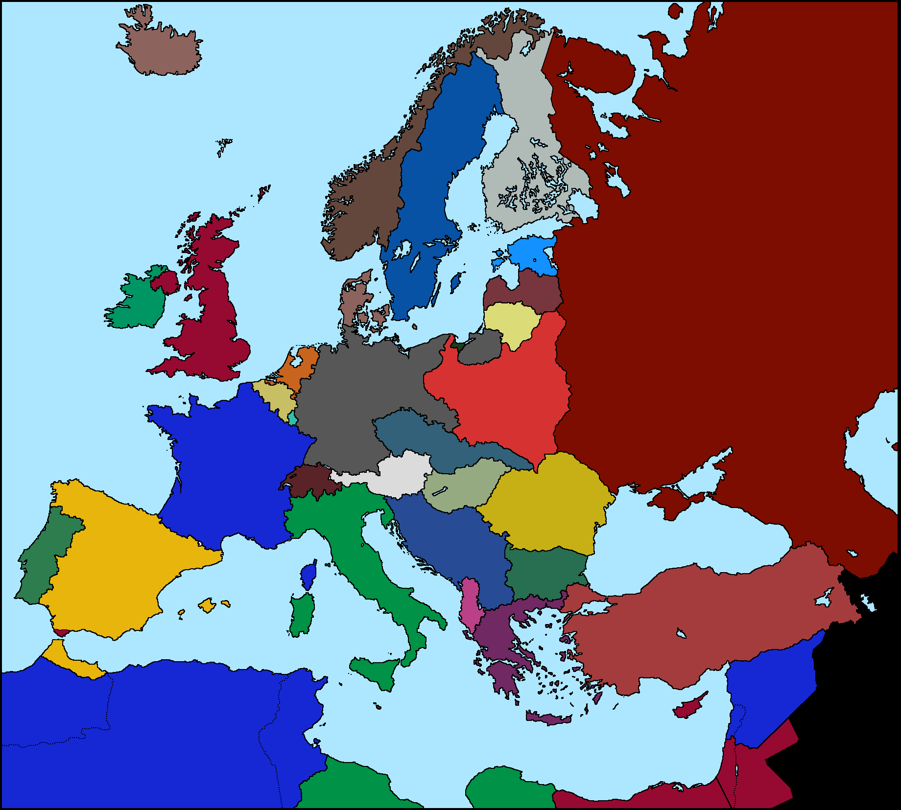 world war 2 europe map blank